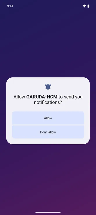 The phone asking whether Garuda HCM may send notifications.